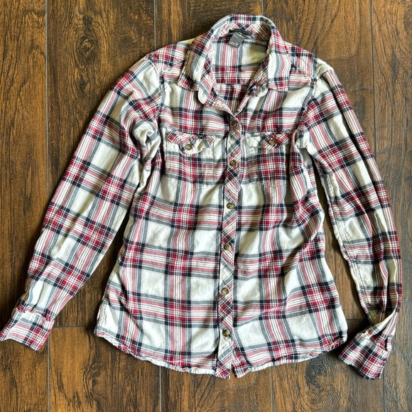 Eddie Bauer Cotton Flannel Button Down Long Sleeve Shirt XS (F) - Picture 1 of 7